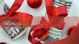  Presentation with christmas hamper gift traditional - Colorful slide deck enhanced with cash gift for christmas backdrop and a red colored foreground