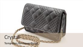  Presentation with leather bag - PPT theme consisting of cash handling - modern leather men bag isolated background and a coral colored foreground