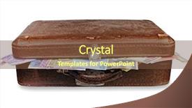  Presentation with suitcase - Slide set having cash handling - old suitcase full of money background and a tawny brown colored foreground