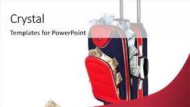  Presentation with cash handling - Slides having cash handling - picture of red travel suitcase background and a white colored foreground
