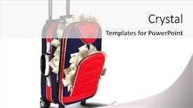  Presentation with suitcase - Slides having cash handling - picture of red travel suitcase background and a white colored foreground