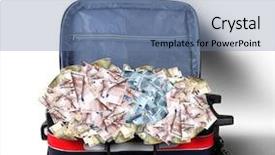  Presentation with tour and travel - Presentation theme with cash handling - picture of red travel suitcase background and a seafoam green colored foreground