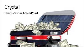  Presentation with sydney travel - PPT layouts featuring cash handling - picture of red travel suitcase background and a white colored foreground