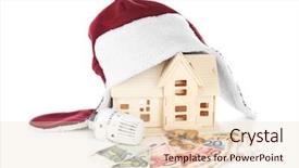  Presentation with house heating - Cool new slide set with cash handling - savings concept house model backdrop and a lemonade colored foreground