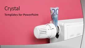  Presentation with money - Beautiful PPT theme featuring cash handling - savings concept money and heating backdrop and a  colored foreground