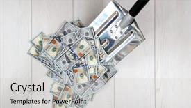  Presentation with machine shop floor - Amazing presentation theme having cash handling - shovel lifts dollar bills backdrop and a  colored foreground