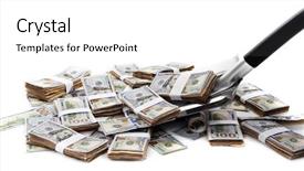  Presentation with cash handling - Colorful slide set enhanced with cash handling - shovel lifts dollar bills backdrop and a  colored foreground