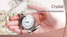  Presentation with time money - Beautiful slides featuring cash handling - silver pocket clock in hand backdrop and a lemonade colored foreground