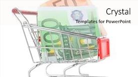  Presentation with shopping trolley - Colorful presentation enhanced with cash handling - small shopping trolley with euros backdrop and a sky blue colored foreground
