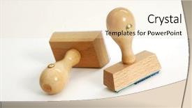  Presentation with stamps - Colorful PPT theme enhanced with cash handling - two wooden rubber stamps backdrop and a lemonade colored foreground