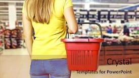  Presentation with multicultural women - Theme having cash handling - women holding empty shopping basket background and a tawny brown colored foreground