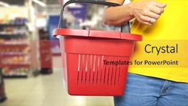 Presentation with cash handling - Slide set having cash handling - women holding empty shopping basket background and a red colored foreground