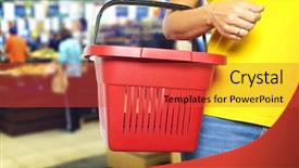  Presentation with shopping for electronics - Amazing presentation having cash handling - women holding empty shopping basket backdrop and a red colored foreground