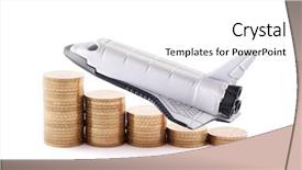 Presentation with space shuttle - Colorful theme enhanced with cash power - space shuttle with rising coins backdrop and a white colored foreground