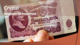 Presentation with ussr - Colorful presentation enhanced with cash power - vintage 25 rubles ussr banknote backdrop and a coral colored foreground