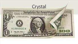  Presentation with clipping - Slides having dollars isolated on white background and a soft green colored foreground