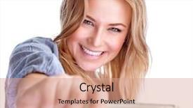  Presentation with happy young student girl holding - Slide set with isolated on white background spending background and a  colored foreground