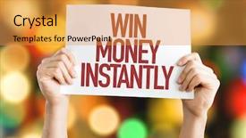  Presentation with win - Amazing PPT theme having gambling free - win money instantly backdrop and a gold colored foreground