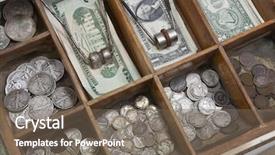  Presentation with 1930s - Slides with cash register - vintage money drawer with old background and a violet colored foreground