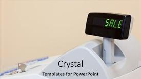  Presentation with electronic - Audience pleasing presentation theme consisting of cash register with the word backdrop and a light gray colored foreground