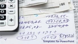  Presentation with financial analysis - Presentation theme enhanced with cash-registers-purchase-receipt-calculator background and a sky blue colored foreground