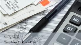  Presentation with bookkeeping - Beautiful slide deck featuring cash-registers-purchase-receipt-written backdrop and a light gray colored foreground
