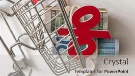  Presentation with percent - Beautiful presentation theme featuring cash-rolled-and-tied backdrop and a light gray colored foreground