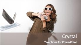  Presentation with joyful - Audience pleasing theme consisting of cash shower - portrait of a joyful young backdrop and a violet colored foreground