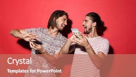  Presentation with cheerful - Cool new slide deck with cash shower - portrait of a two young backdrop and a coral colored foreground