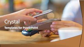  Presentation with rfid phone pay nfc - Cool new presentation theme with cash transfer - customer paying through mobile phone backdrop and a coral colored foreground