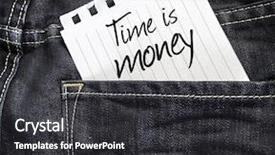  Presentation with time money - PPT theme having time is money written background and a dark gray colored foreground