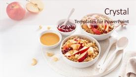  Presentation with peanut butter - Audience pleasing slides consisting of cashews - apple peanut butter quinoa bowl backdrop and a lemonade colored foreground