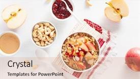  Presentation with peanut - Theme featuring cashews - apple peanut butter quinoa bowl background and a coral colored foreground