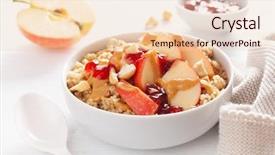  Presentation with peanut butter - Audience pleasing theme consisting of cashews - apple peanut butter quinoa bowl backdrop and a lemonade colored foreground