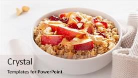  Presentation with peanut butter - Amazing presentation design having cashews - apple peanut butter quinoa bowl backdrop and a coral colored foreground