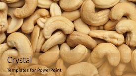  Presentation with nuts - Presentation theme consisting of close photo of crimson bloom of a rose and two buds background and a tawny brown colored foreground