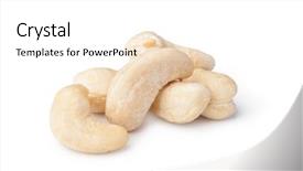  Presentation with nuts - Slide deck having cashews - cashew nuts isolated on white background and a white colored foreground