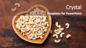  Presentation with nuts - Theme having cashews - cashew nuts on wooden table background and a tawny brown colored foreground
