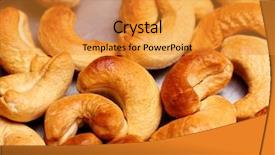  Presentation with nuts - Cool new PPT theme with cashews - heap of roasted cashew nuts backdrop and a gold colored foreground