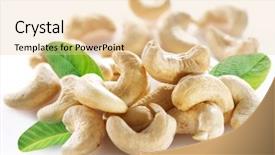  Presentation with nuts - Amazing theme having cashews - ripe cashew nuts with leaves backdrop and a lemonade colored foreground
