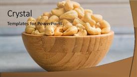  Presentation with nuts - Slide deck featuring cashews - roasted cashew nuts in bowl background and a yellow colored foreground