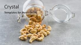  Presentation with nuts - Slide deck with cashews - roasted cashew nuts in jar background and a light gray colored foreground