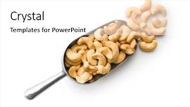  Presentation with nuts - PPT theme enhanced with cashews - roasted cashew nuts in scoop background and a  colored foreground