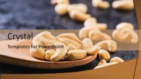  Presentation with spoon - Cool new PPT layouts with cashews - roasted cashew nuts in wooden backdrop and a coral colored foreground