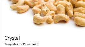  Presentation with roast nuts and candy - Audience pleasing PPT theme consisting of cashews - roasted cashew nuts isolated backdrop and a  colored foreground