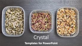  Presentation with pumpkin seeds - Slide set with cashews-pistachio-pumpkin-seeds-sunflower background and a dark gray colored foreground