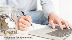  Presentation with investment money - Presentation theme with cashflow - accounting and technology man analyzing background and a lemonade colored foreground