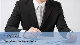  Presentation with working - Audience pleasing PPT theme consisting of cashflow - picture of businessman working backdrop and a light blue colored foreground