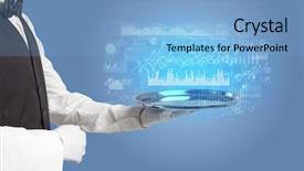  Presentation with waiter - Presentation with cashflow - waiter serving fluctuation concept background and a light blue colored foreground