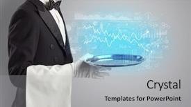  Presentation with waiter - Audience pleasing presentation design consisting of cashflow - waiter serving fluctuation concept backdrop and a light gray colored foreground